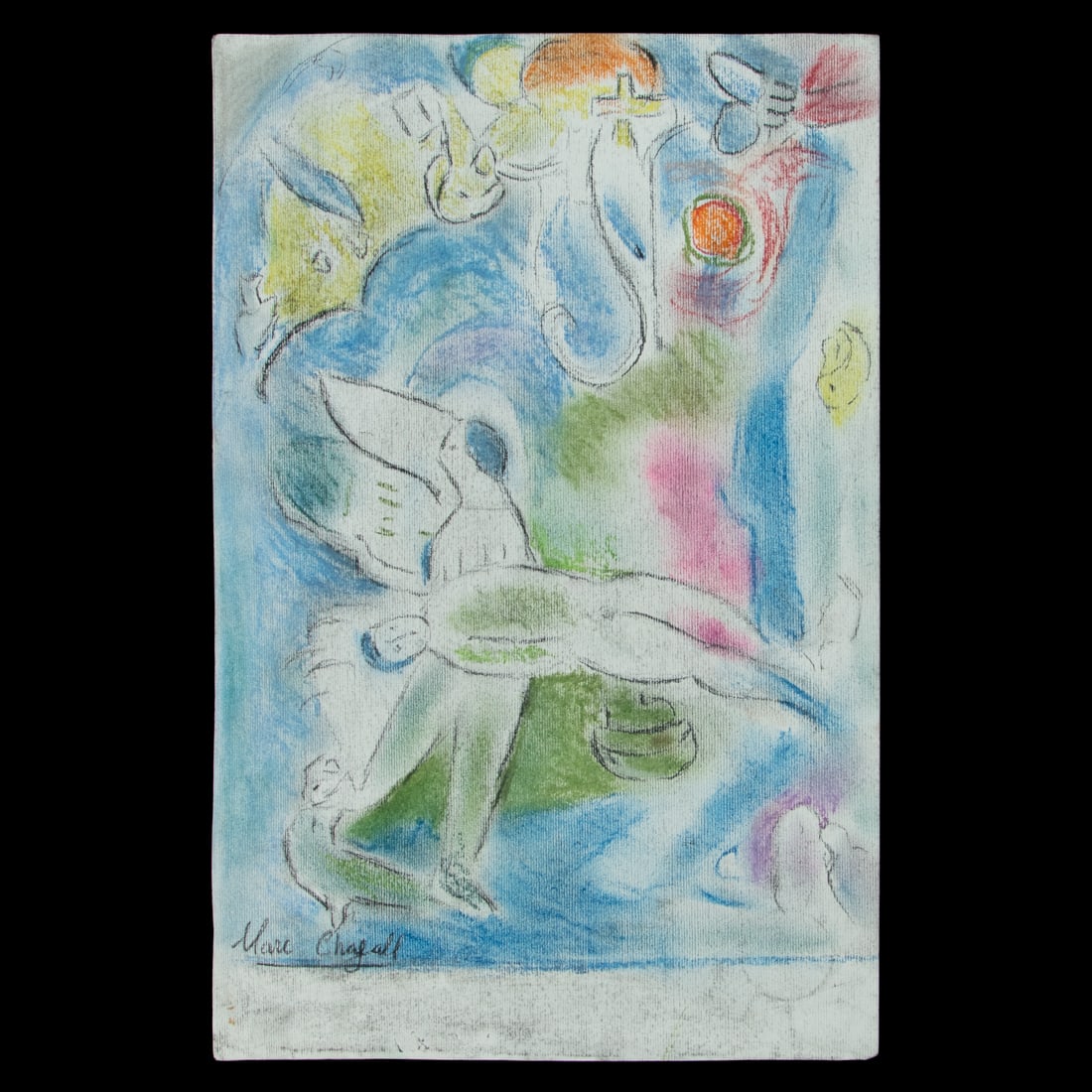 Marc Chagall Attributed Mixed Media Drawing on Paper, "The Creation of Man" (1 of 9)