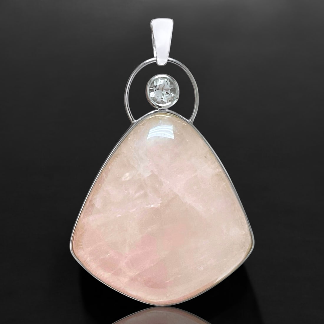 Rose Quartz with White Topaz accent Pendant set in Sterling Silver (1 of 1)