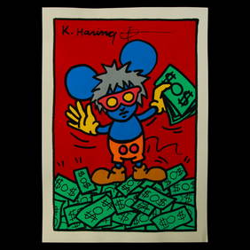 Keith Haring–Style Artwork – “Andy Mouse on Hill of Dollars” (1 of 10)