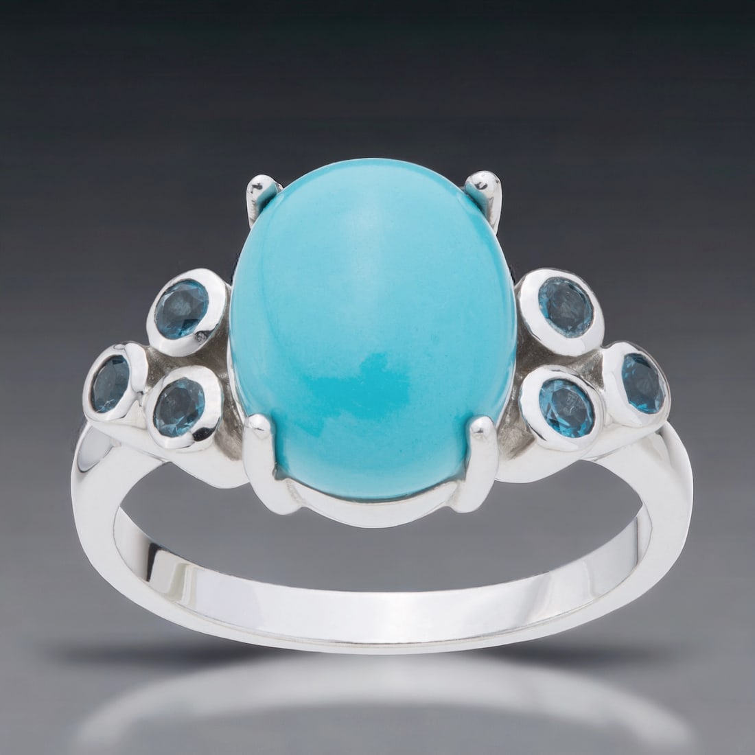 Heavenly Sonora Beauty Turquoise Sterling Silver Ring set with London Blue Topaz - Size 6: Product Details Item: Ring Metal: Sterling Silver Gemstone: Sonora Beauty Turquoise & London Blue Topaz Approximate Measurements: Width: 11 mm Ring Size: 10 Chain Length: Not Applicable <