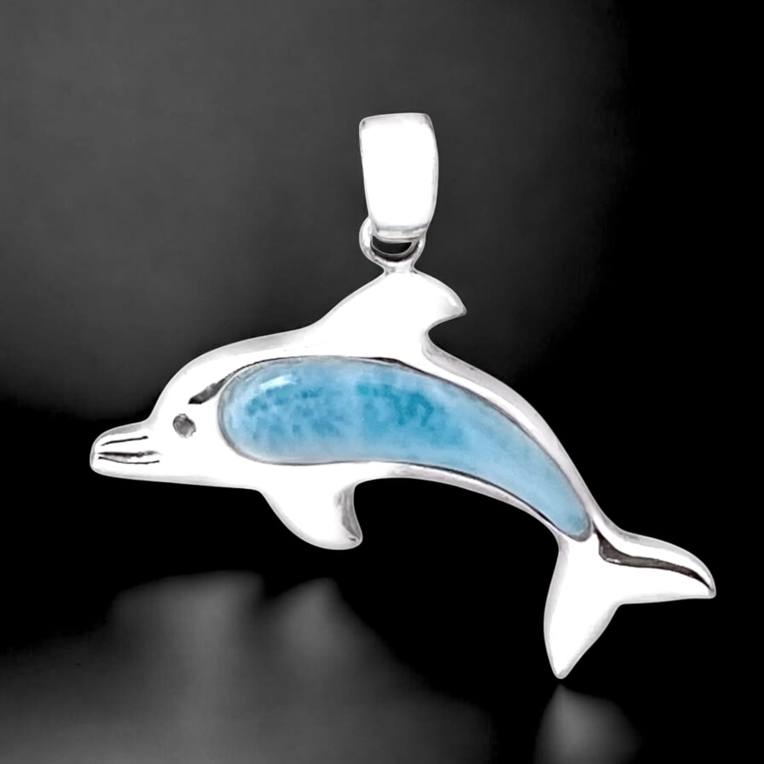 Larimar Sterling Silver Dolphin Pendant (1 of 1)