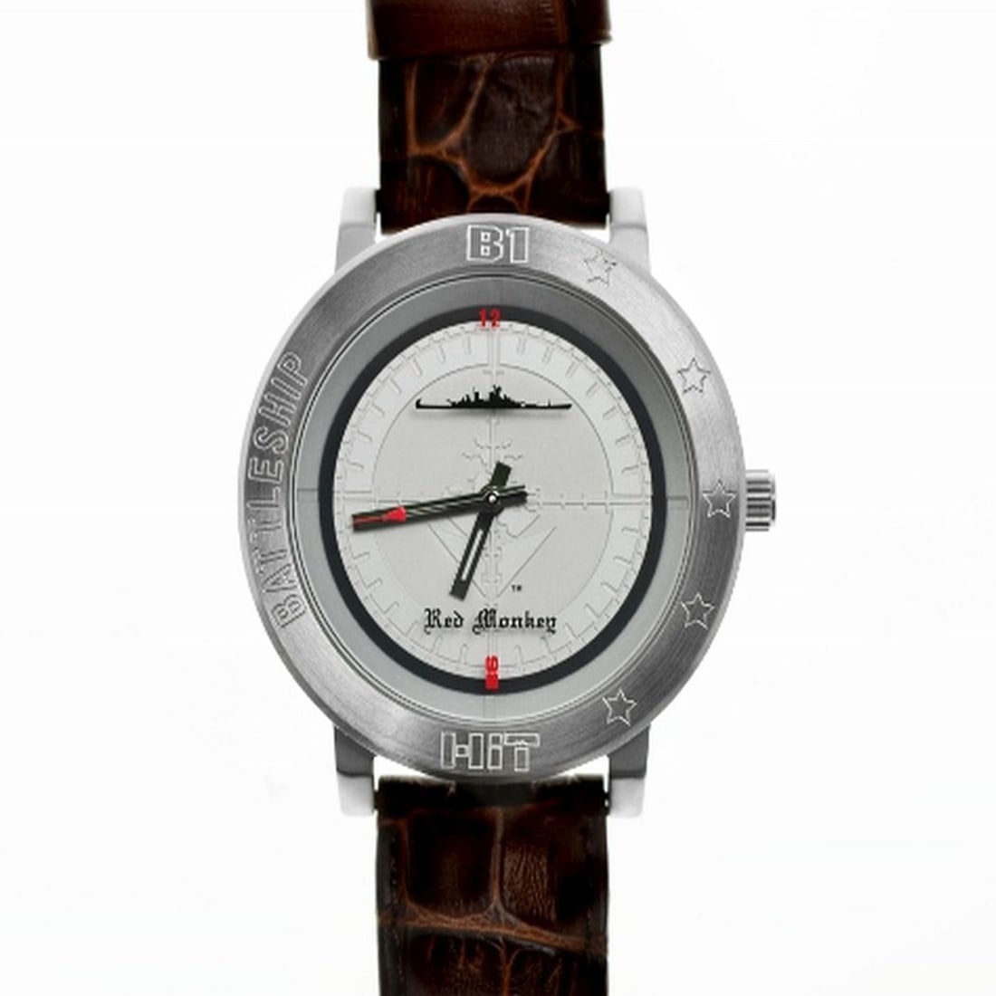 Red Monkey Quartz Men's Watch: Red Monkey. Movement Japan Movement, Material Stainless Steel, Leather Strap, Water Resistance 30 meters, Case Diameter 44mm, Case Thickness 10mm, Closure Type, Dial Window Material Mineral Crystal.