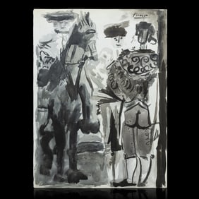 Pablo Picasso Attributed Watercolor of Picadors