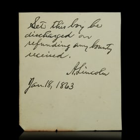 Abraham Lincoln Signed Document Cut - Discharge Order, January 18, 1863