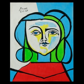 Pablo Picasso Mixed Media, Watercolor on Paper – Portrait of a Woman Attributed