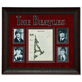 The Beatles Signed Stationery with Handwritten Lyrics to "And I Love Her"