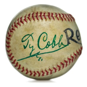 Ty Cobb Signed Reach Baseball