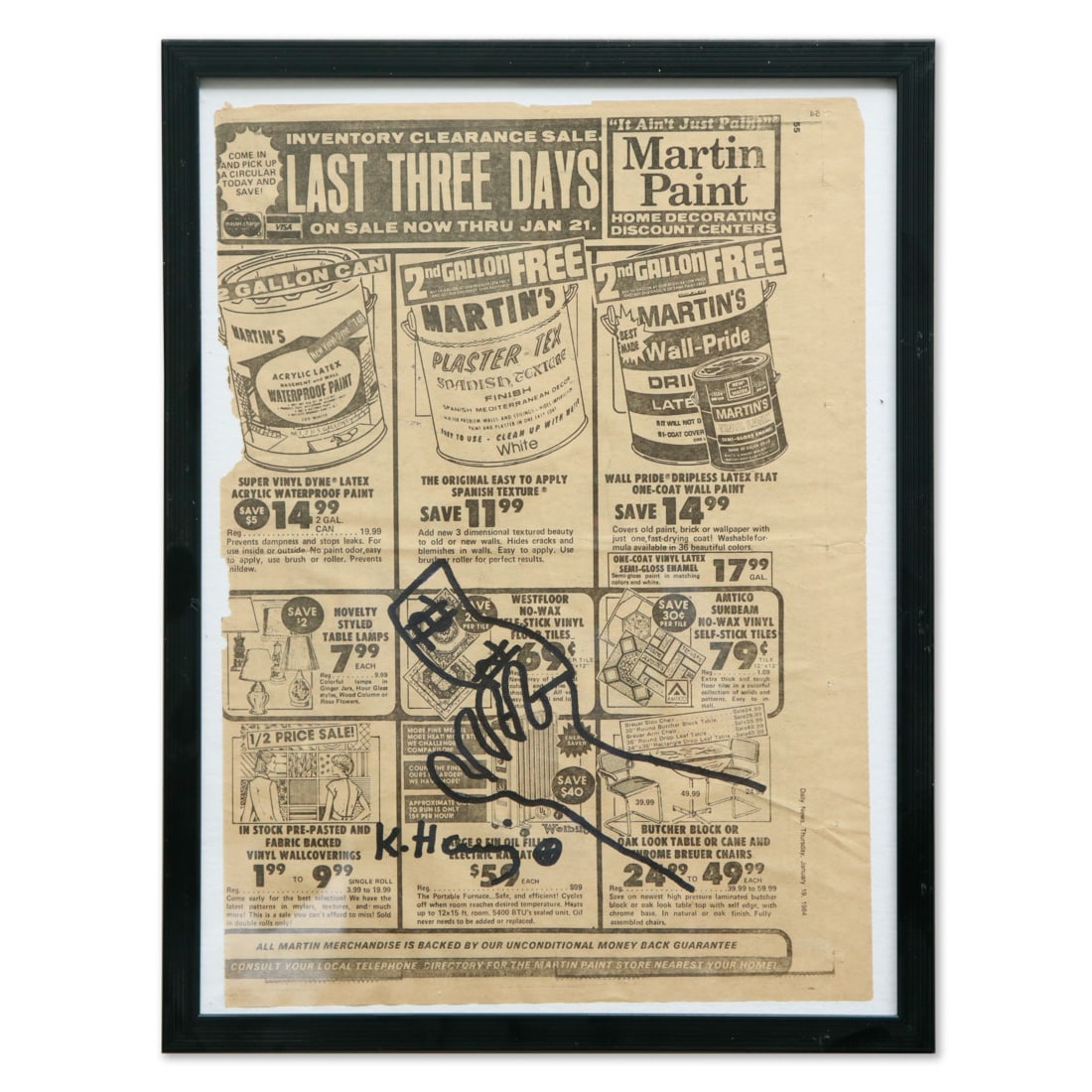 Keith Haring Marker Art on Daily News Advertisement (January 19, 1984) (1 of 4)