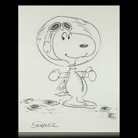 Charles Schulz Drawing – Snoopy on the Moon