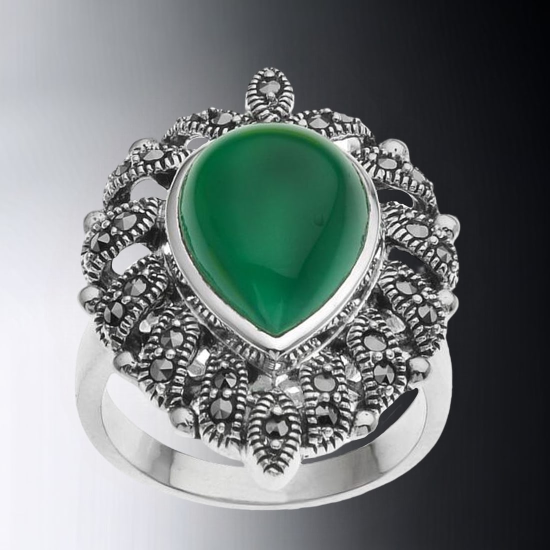 Green Agate Sterling Silver Ring - Size 7 (1 of 1)
