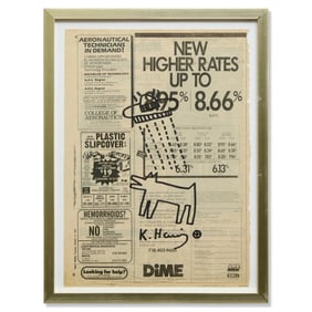 Keith Haring Marker Art on Daily News Page, October 13, 1987