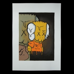 KAWS Art on Paper – "Melting Bart Simpson" Attributed