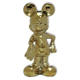 Original Hannes D'Haese Sculpture – Mickey Mouse in Liquid Gold Finish