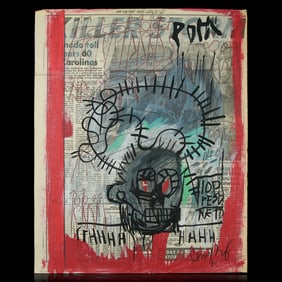 Jean-Michel Basquiat Mixed Media Newspaper Artwork (1984)