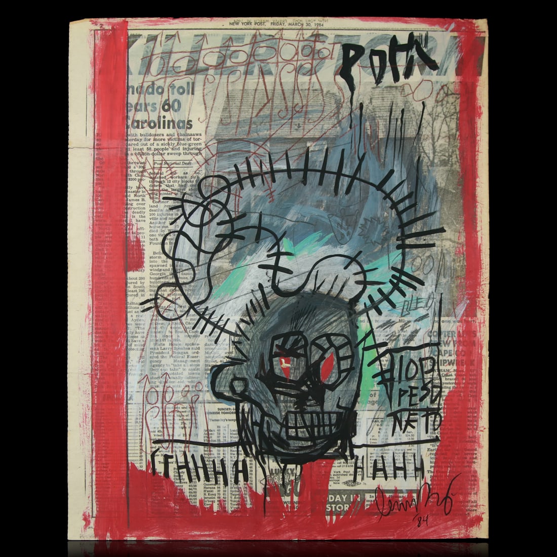 Jean-Michel Basquiat Mixed Media Newspaper Artwork (1984) (1 of 11)
