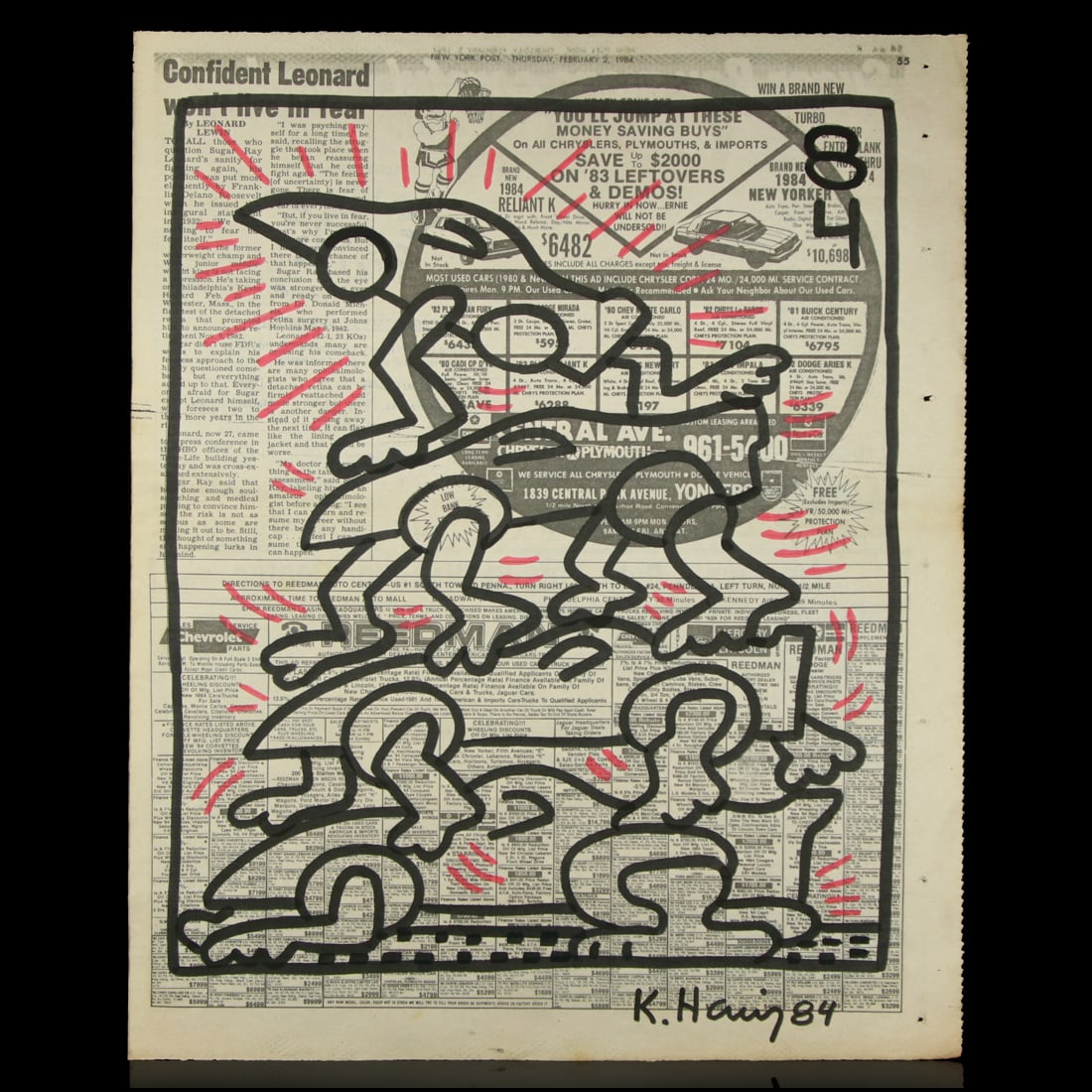 Keith Haring Signed Newspaper Artwork (1984) (1 of 10)