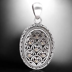 Sterling Silver and 18K accent Balinese Design Pendant