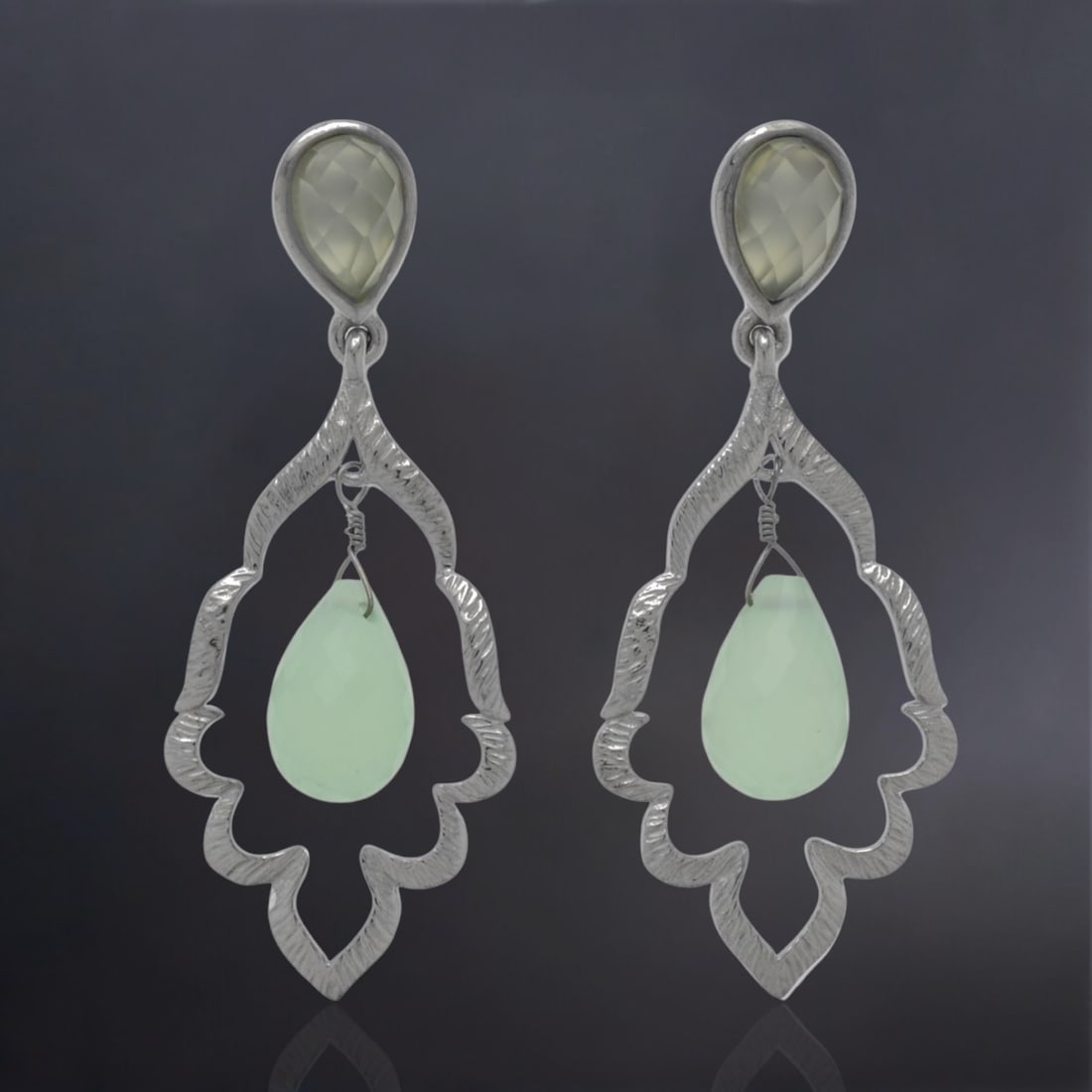 Sterling Silver Chalcedony Dangle Earrings (1 of 1)