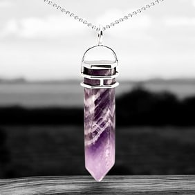Sterling Silver Amethyst Hex Point With 24 inch Chain