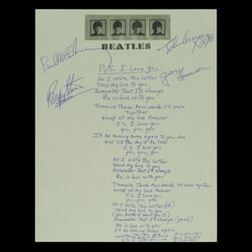The Beatles Signed & Handwritten Lyrics, "PS I Love You"
