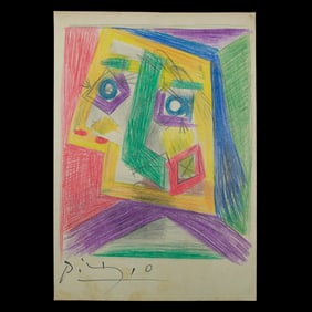 Pablo Picasso Attributed Mixed Media Drawing