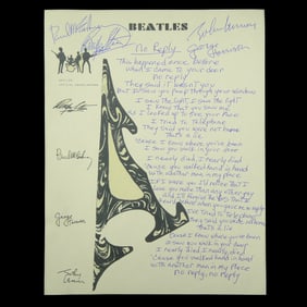 Beatles Signed Handwritten Lyrics, "No Reply"