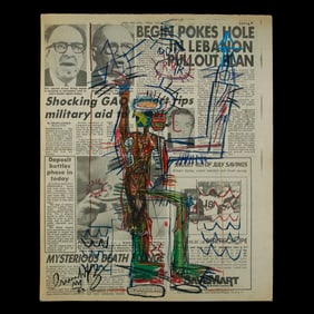 Jean-Michel Basquiat Attributed Painting on NY Post (1983)