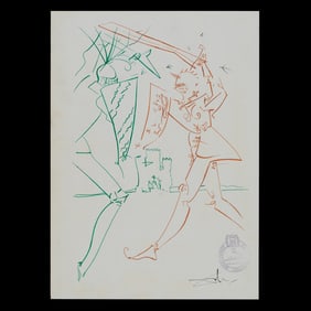 Salvador Dali Attributed Mixed Media Drawing on Paper