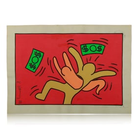 Keith Haring Attributed Painting on Paper