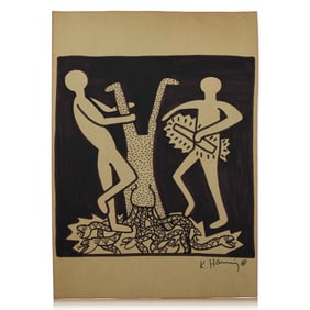 Keith Haring Attributed Marker Art on Paper