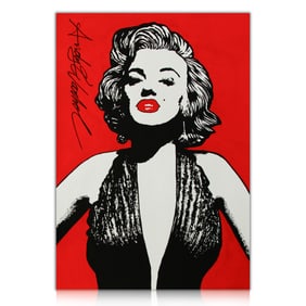 Andy Warhol-Style Work, Marilyn with Red Lipstick on Red