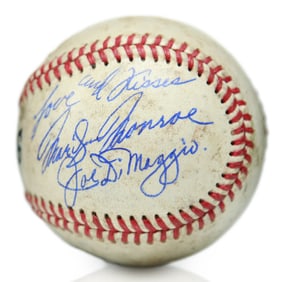 Joe Dimaggio & Marilyn Monroe Signed and Inscribed Spalding Baseball