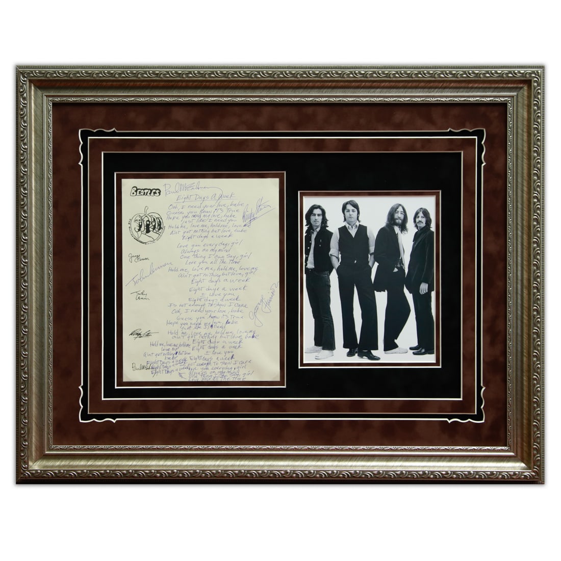 The Beatles Signed Lyrics for "Eight Days a Week" (1 of 8)