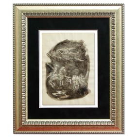 Pablo Picasso Attributed Mixed Media, "Bull and Bullfighter"