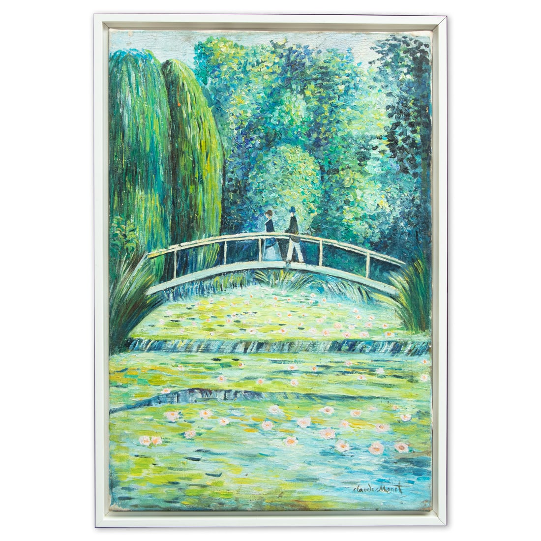 Claude Monet Attributed Painting, "Man and Woman on Bridge" (1 of 12)