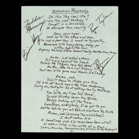 Queen Signed & Handwritten Lyrics, "Bohemian Rhapsody"