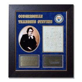 Signed Letter by Thaddeus Stevens with Accompanying Photograph and Informational Plates