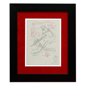 Salvador Dalí Attributed Mixed Media Drawing, "The Crowned Knight"