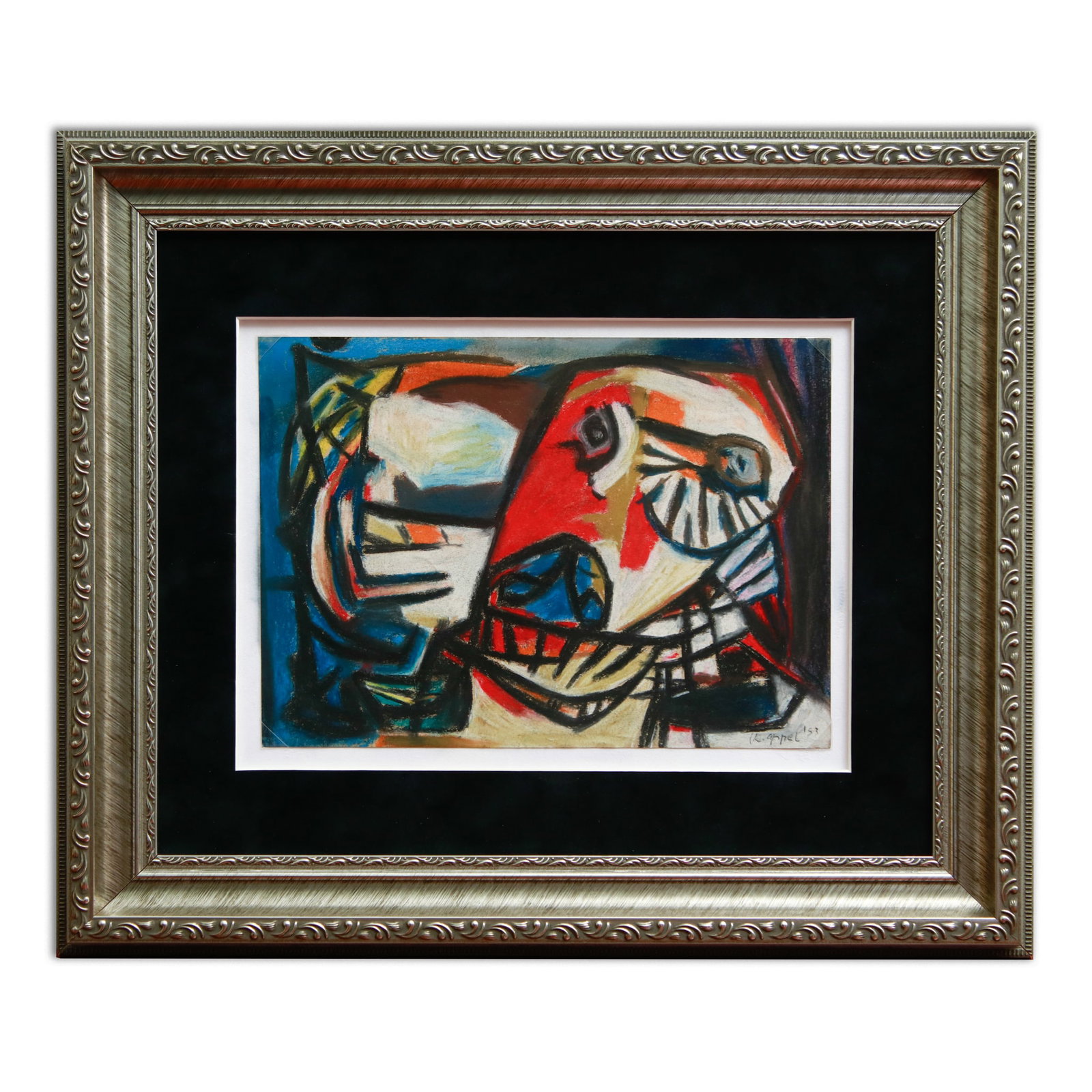 Framed Karel Appel Abstract Painting on Paper (1 of 8)