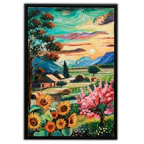 Van Gogh Oil On Canvas – "Valley and Farm Landscape" Attributed