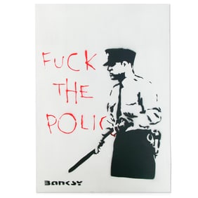 Banksy Cardboard Art – "Fuck the Police"