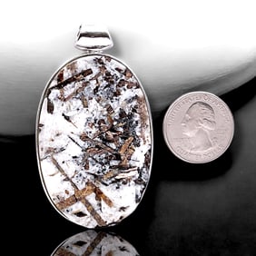 Stunning  Oval Astrophyllite Drusy Gemstone Pendant set in Sterling Silver