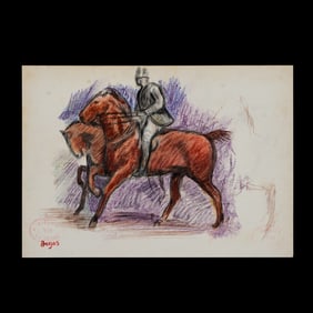Edgar Degas Mixed Media Drawing – "Equestrian Scene" Attributed
