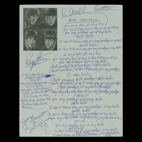 Forensically Authenticated Beatles Handwritten Lyrics – "Hello, Goodbye"