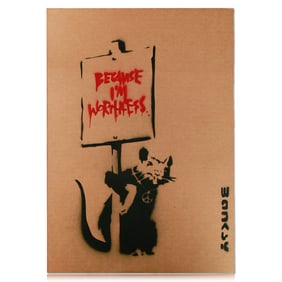 Banksy Cardboard Art – "Rat with Peace Medallion"