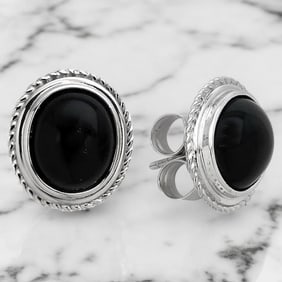 Velvet Obsidian Cable Design Sterling Silver Earrings