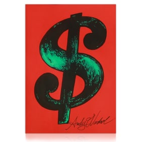 In the Style of Andy Warhol Painting – "Dual Colored Dollar Sign"