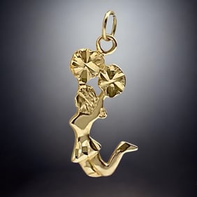 10K Gold Diamond Cut Cheerleader Charm Pendant