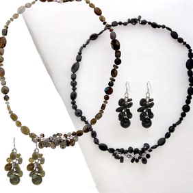 Absoultly Stunning Sterling Silver Black Agate & Labradorite Ensemble
