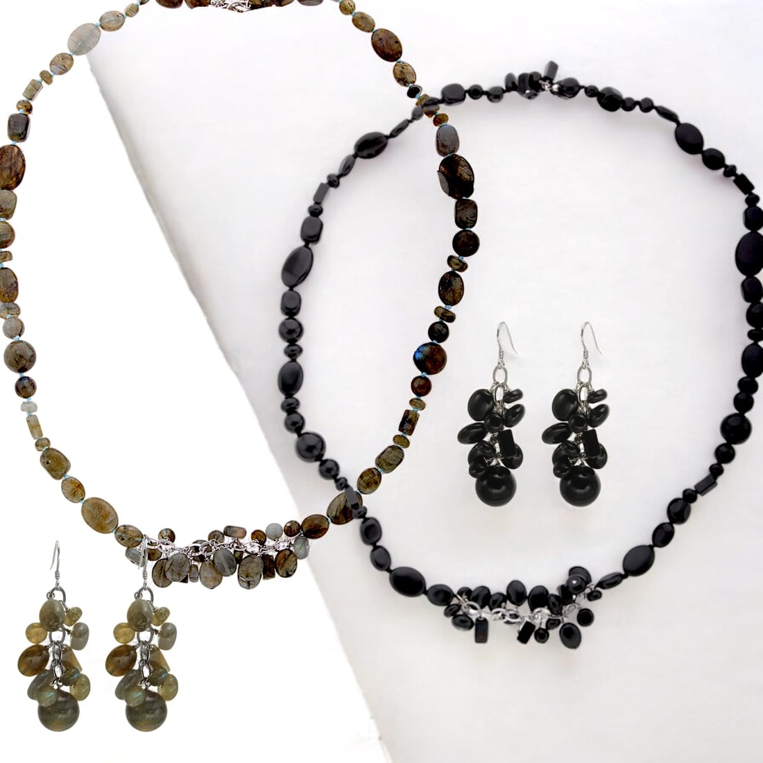 Absoultly Stunning Sterling Silver Black Agate & Labradorite Ensemble (1 of 1)